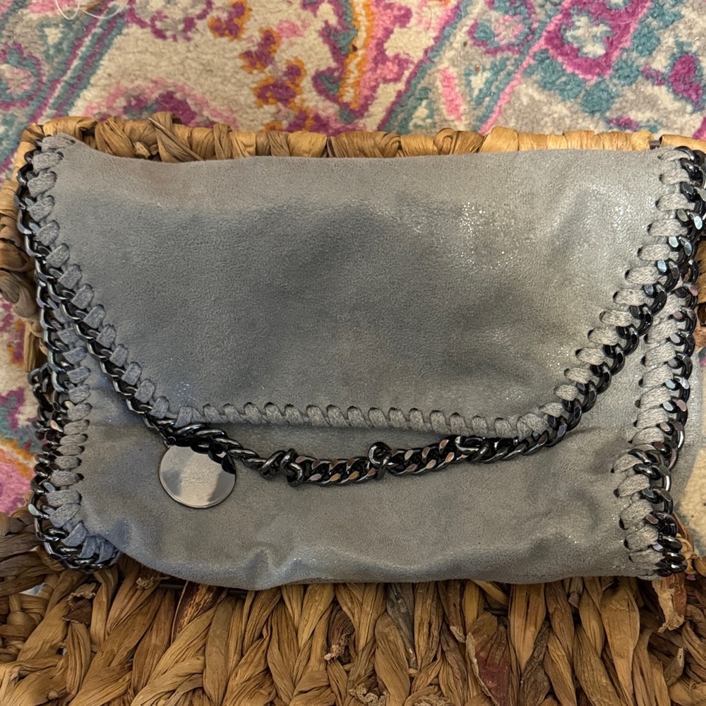 Gray Chain-Trimmed Women's Bag